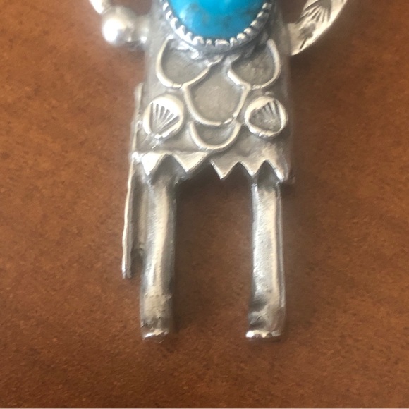 3” Navajo Indian  Silver Turquoise Kachina Pendant Jewelry - Picture 4 of 10